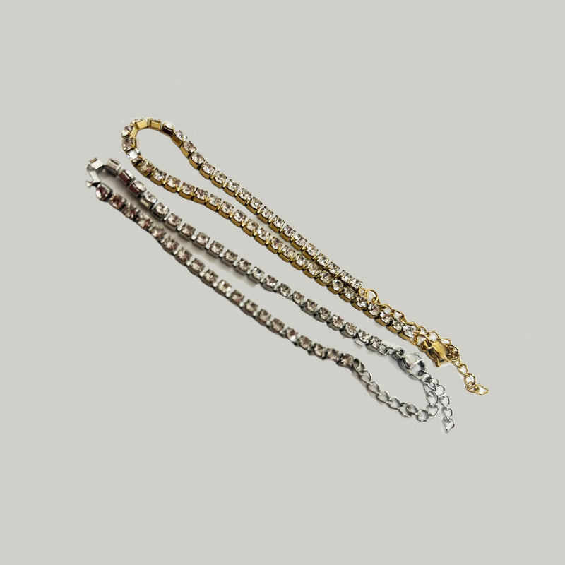 Gold or Silver CZ Tennis Bracelet  Dainty Crystal Link Bracelet  Minimalist Stackable Jewelry