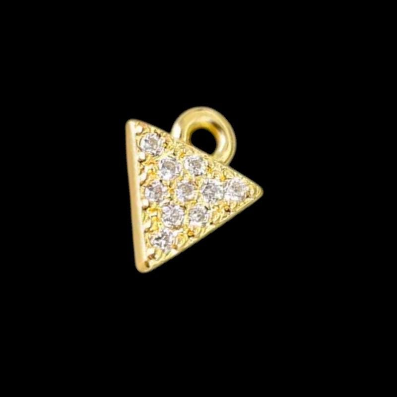 Gold & Silver Heart Charm with CZ Starburst, Pave Triangle Charm, Minimalist Dainty Jewelry