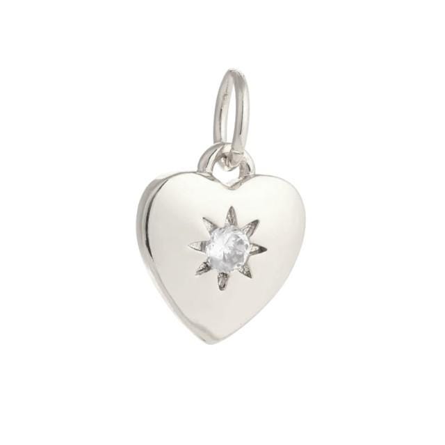 Gold & Silver Heart Charm with CZ Starburst, Pave Triangle Charm, Minimalist Dainty Jewelry