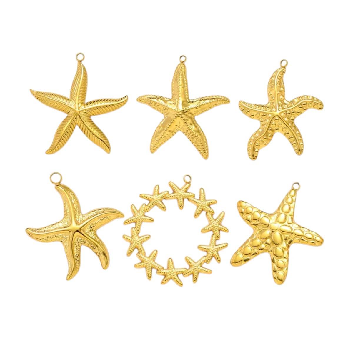 Gold Stainless Steel Starfish Charms  22mm to 42mm