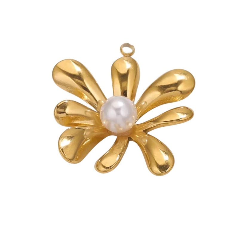 Gold Plated Flower Charms with Pearl or CZ Center