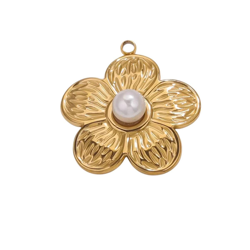 Gold Plated Flower Charms with Pearl or CZ Center