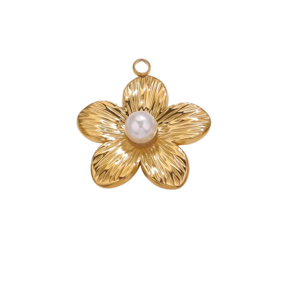 Gold Plated Flower Charms with Pearl or CZ Center