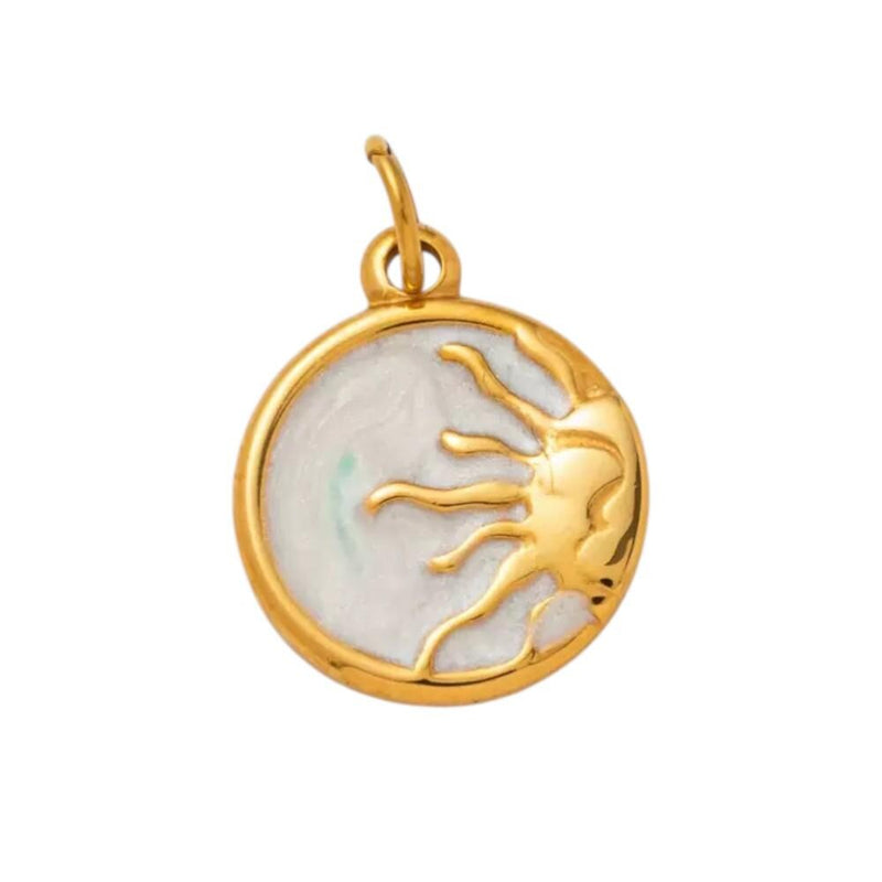 Gold Plated Celestial & Heart Charms, Sun Moon Star Pendant Collection, Stainless Steel -CZ-Opal