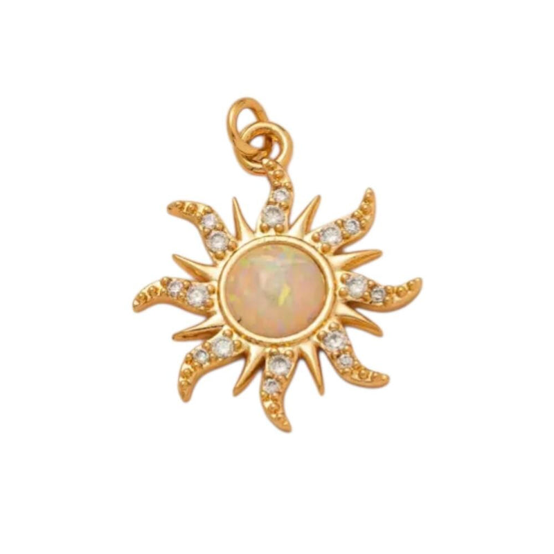 Gold Plated Celestial & Heart Charms, Sun Moon Star Pendant Collection, Stainless Steel -CZ-Opal