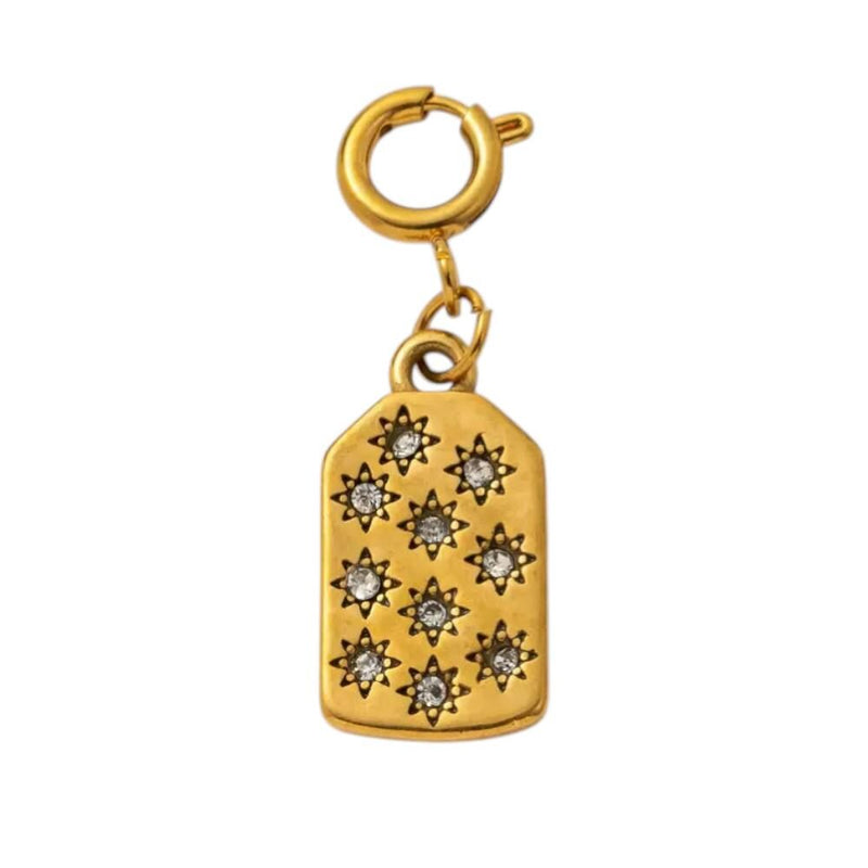 Gold Plated Celestial & Heart Charms, Sun Moon Star Pendant Collection, Stainless Steel -CZ-Opal