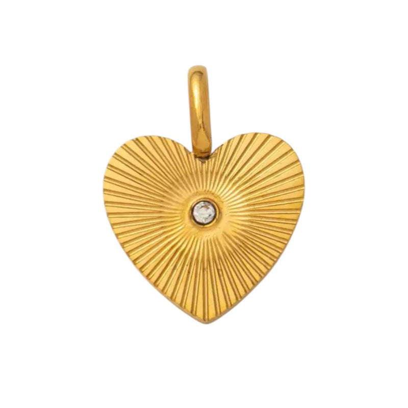 Gold Plated Celestial & Heart Charms, Sun Moon Star Pendant Collection, Stainless Steel -CZ-Opal