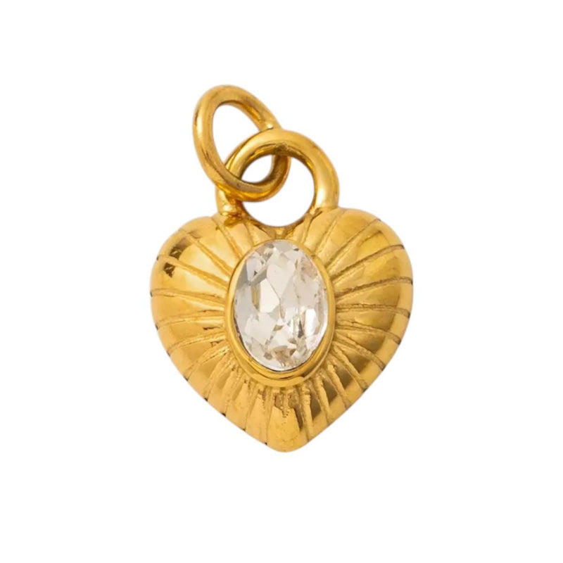 Gold Plated Celestial & Heart Charms, Sun Moon Star Pendant Collection, Stainless Steel -CZ-Opal