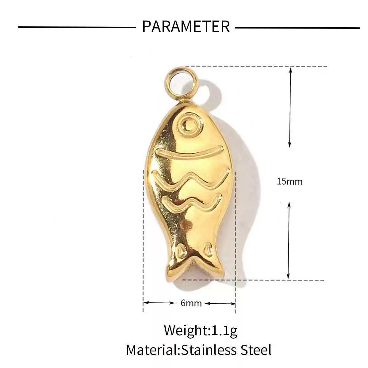 Gold Ocean & Nature Charms Collection, Starfish Turtle Dragonfly Fish Sun Pendant