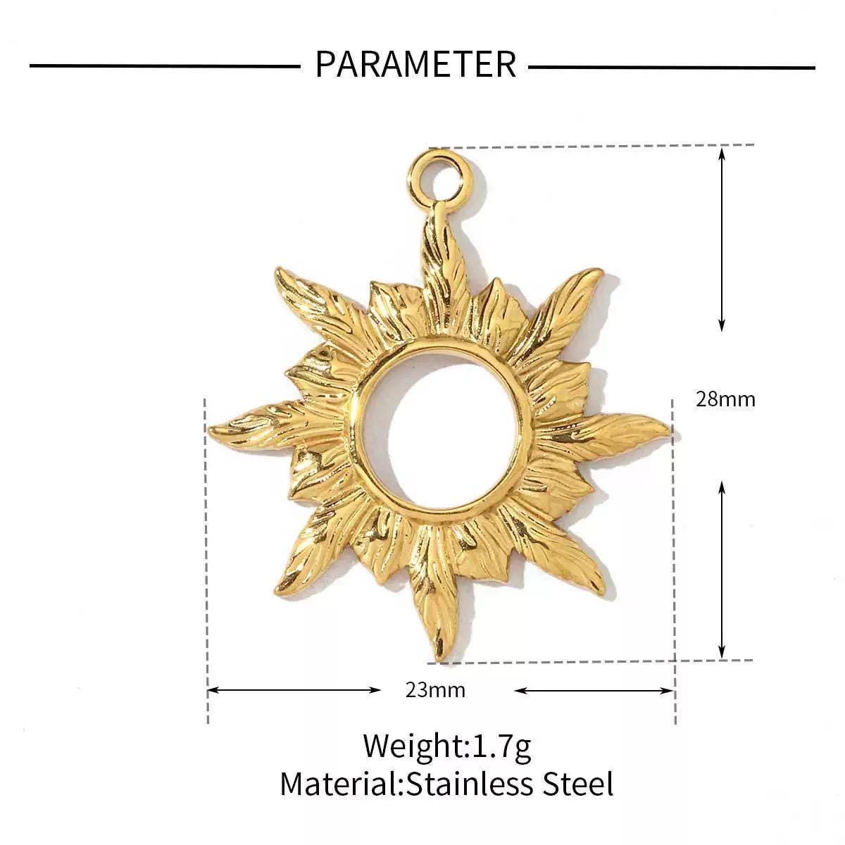 Gold Ocean & Nature Charms Collection, Starfish Turtle Dragonfly Fish Sun Pendant