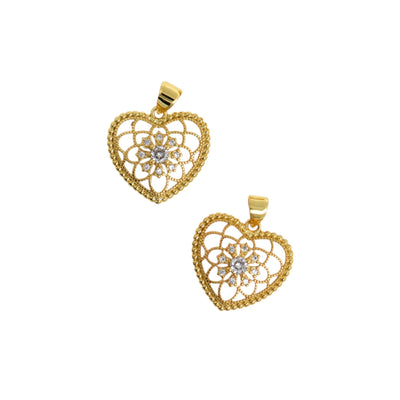 CZ Filigree Heart Charm,