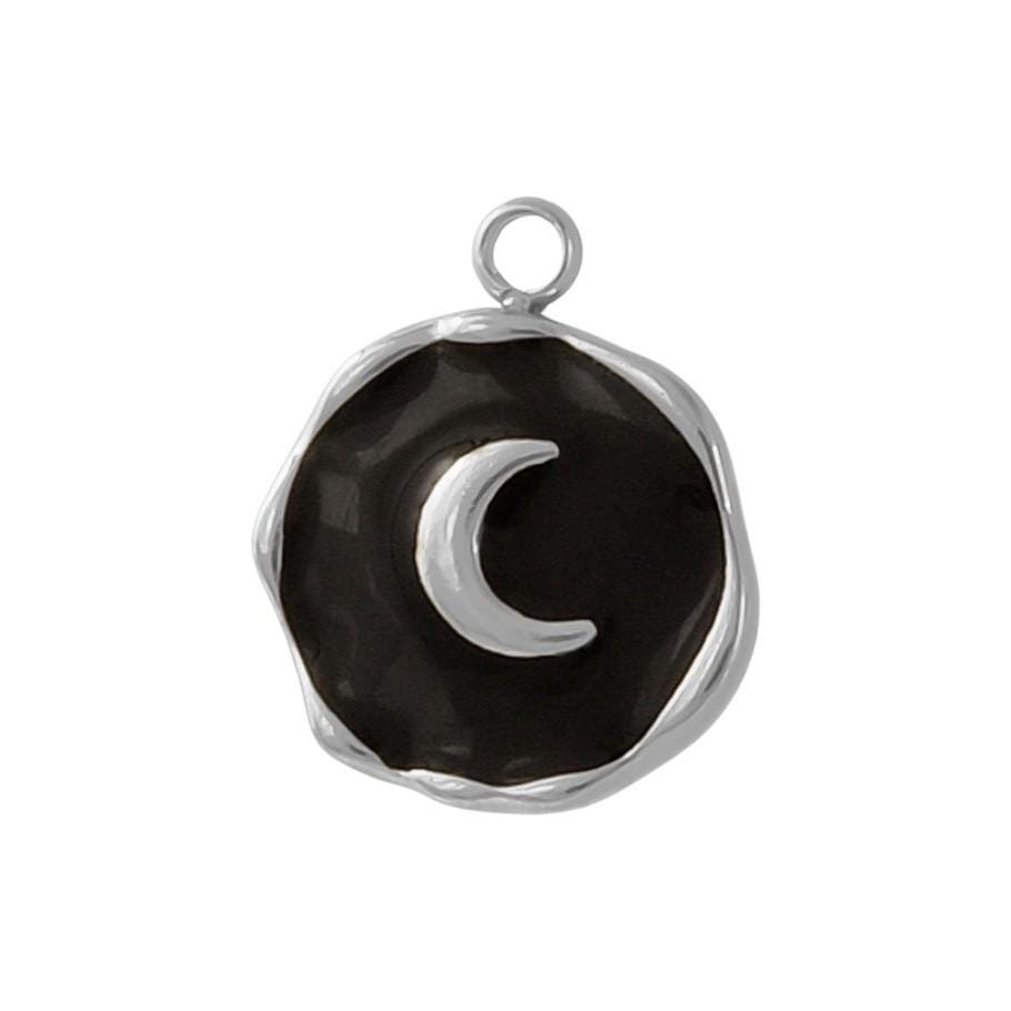 Crescent Moon Enamel Charm, Gold or Silver