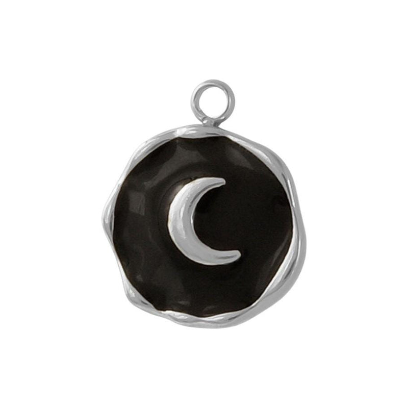 Crescent Moon Enamel Charm, Gold or Silver