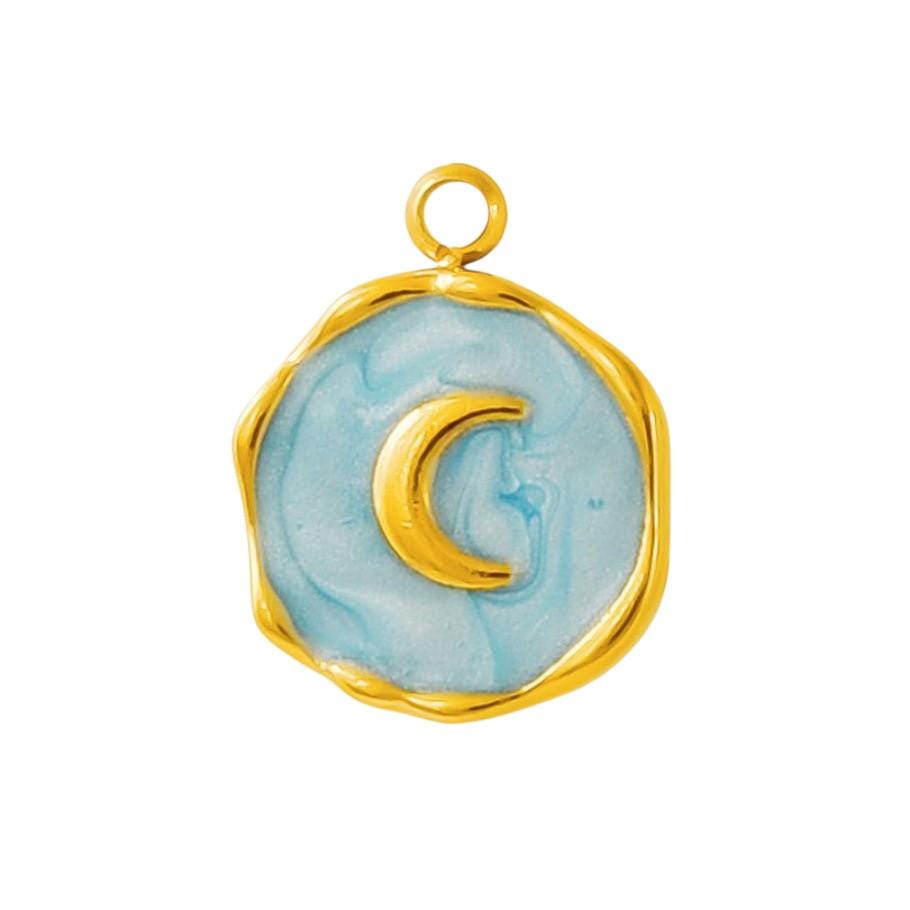 Crescent Moon Enamel Charm, Gold or Silver