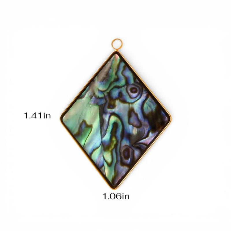 Abalone Shell Pendant Charm Collection, Gold or Silver Trim