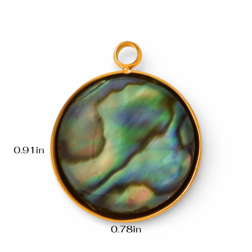 Abalone Shell Pendant Charm Collection, Gold or Silver Trim
