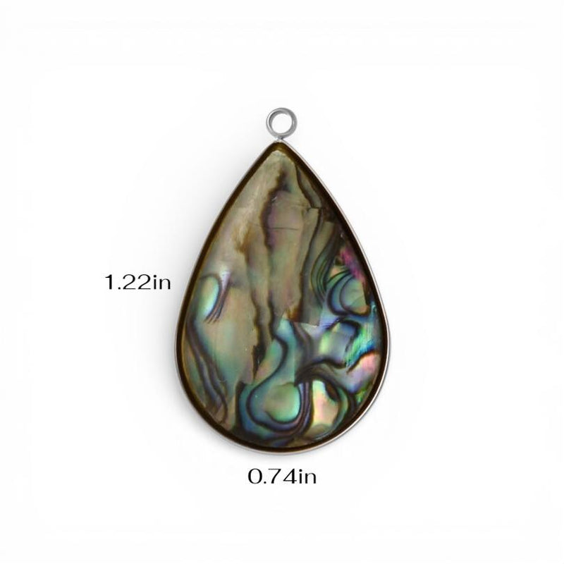 Abalone Shell Pendant Charm Collection, Gold or Silver Trim
