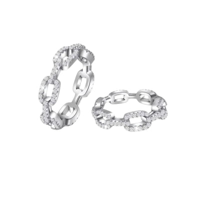 Elegant Silver Cubic Zirconia Chain Link Band
