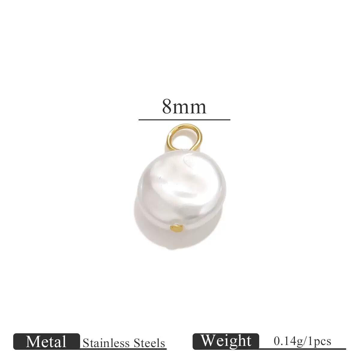 Gold Plated Faux Baroque Pearl Charms,Round Pendants