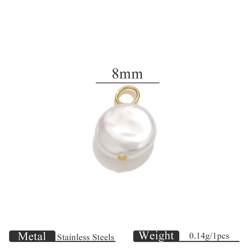 Gold Plated Faux Baroque Pearl Charms,Round Pendants