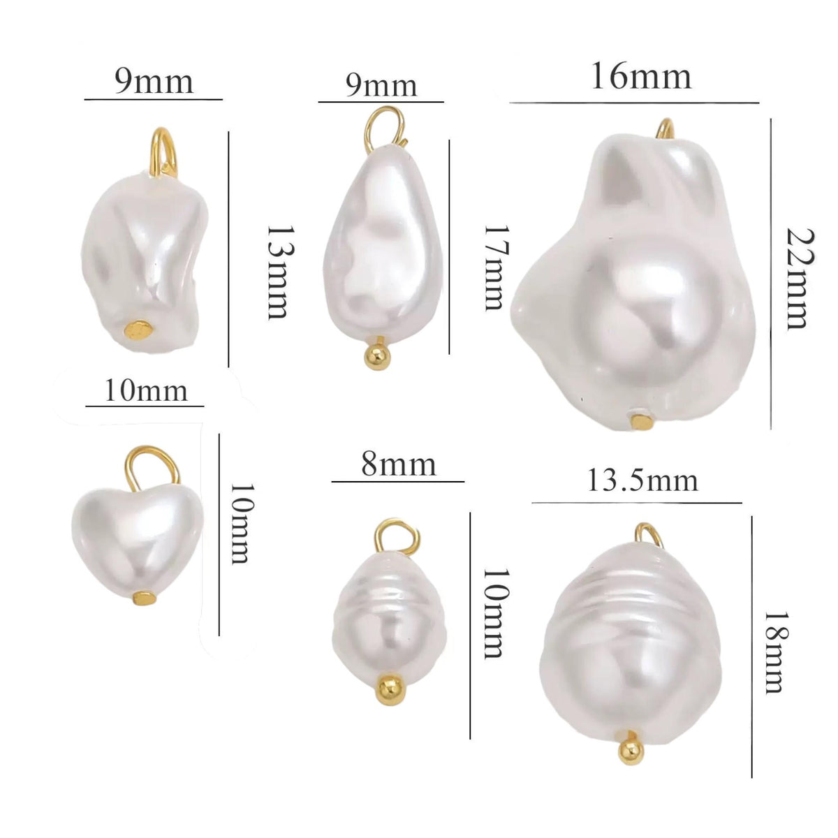 Gold Plated Faux Baroque Pearl Charms, Irregular Pendants