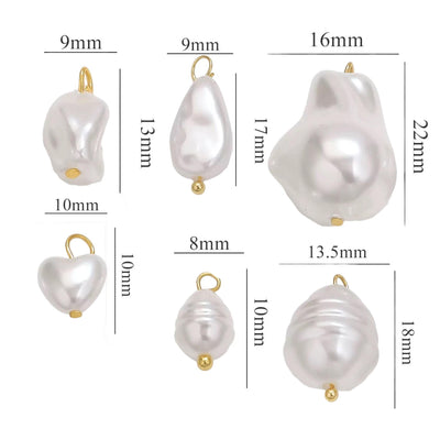 Gold Plated Faux Baroque Pearl Charms, Irregular Pendants