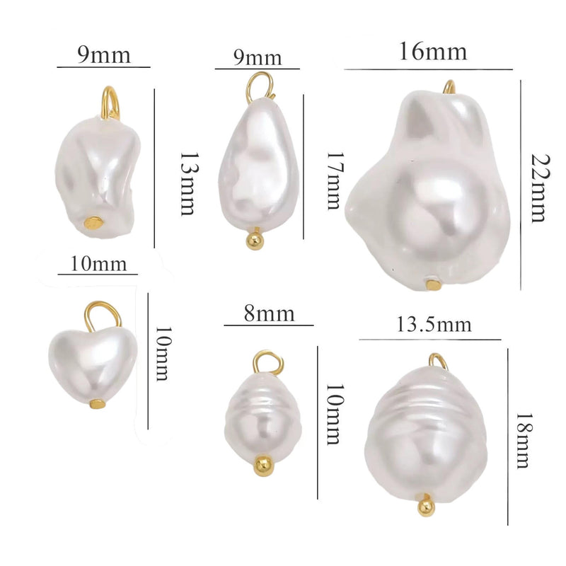 Gold Plated Faux Baroque Pearl Charms, Irregular Pendants