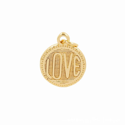 Gold Love  Round Coin Charm,