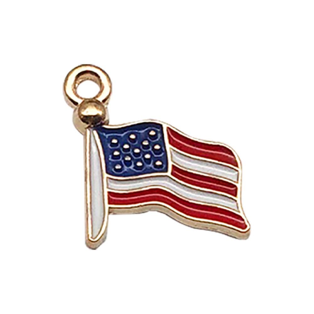 Patriotic Enamel Charms, USA Flag, Uncle Sam Hat, Heart, Stars, 4th July Jewelry Supplies