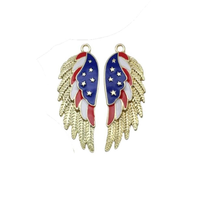 Gold Plated Patriotic Charms, USA Enamel Pendant Collection, 4th of July Jewelry Supplies