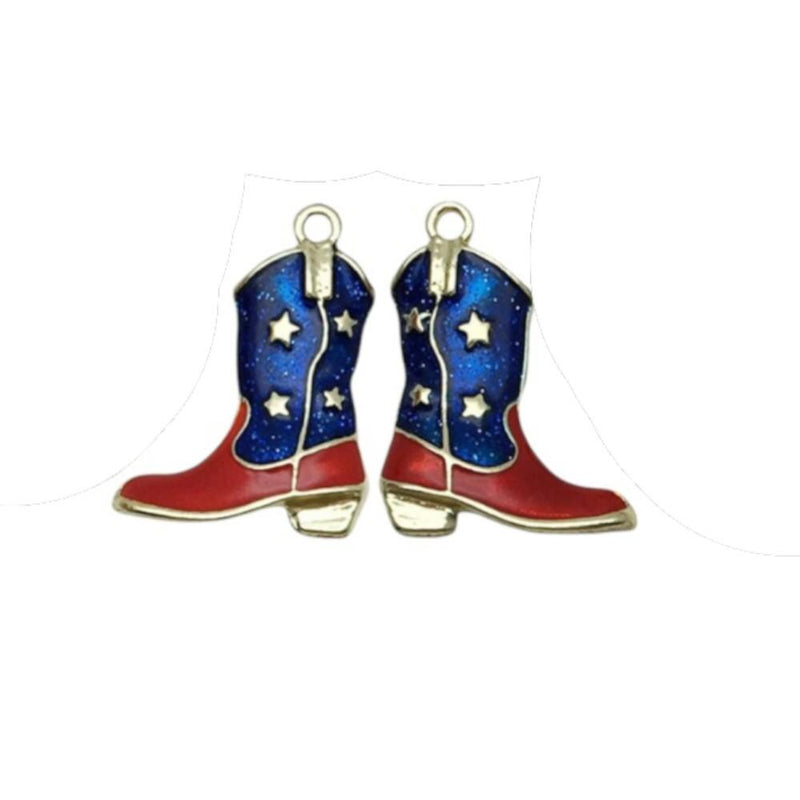 Gold Plated Patriotic Charms, USA Enamel Pendant Collection, 4th of July Jewelry Supplies
