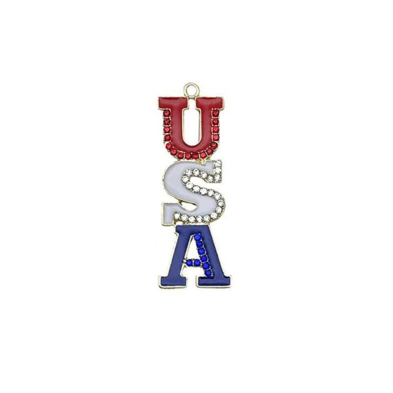 Gold Plated Patriotic Charms, USA Enamel Pendant Collection, 4th of July Jewelry Supplies
