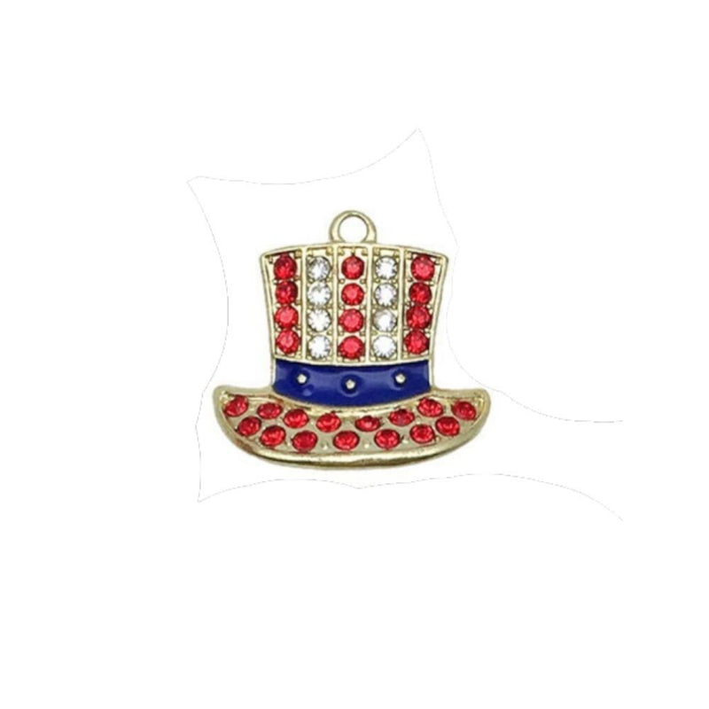 Gold Plated Patriotic Charms, USA Enamel Pendant Collection, 4th of July Jewelry Supplies