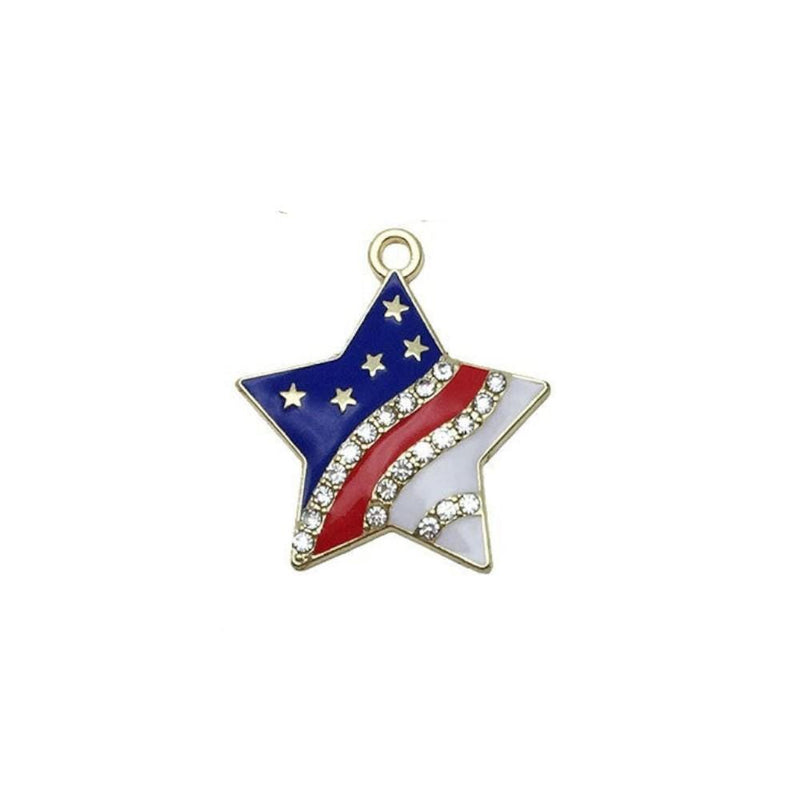 Gold Plated Patriotic Charms, USA Enamel Pendant Collection, 4th of July Jewelry Supplies
