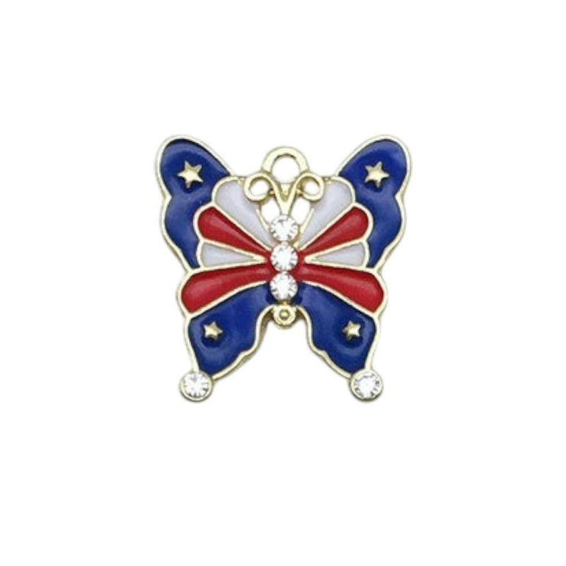 Gold Plated Patriotic Charms, USA Enamel Pendant Collection, 4th of July Jewelry Supplies