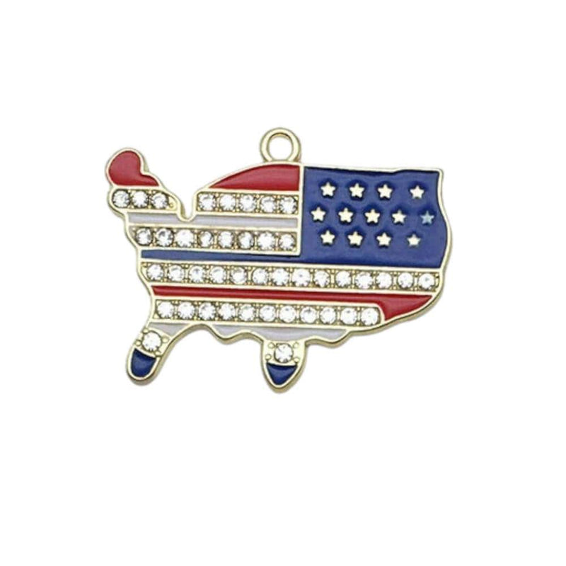 Gold Plated Patriotic Charms, USA Enamel Pendant Collection, 4th of July Jewelry Supplies