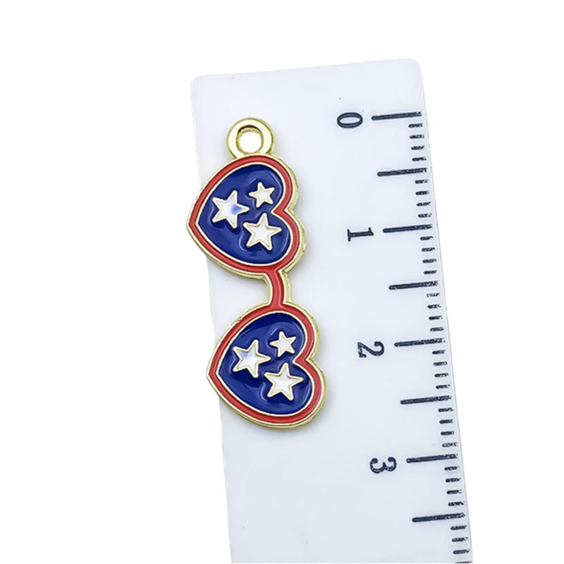Gold Plated Patriotic Charms, USA Enamel Pendant Collection, 4th of July Jewelry Supplies