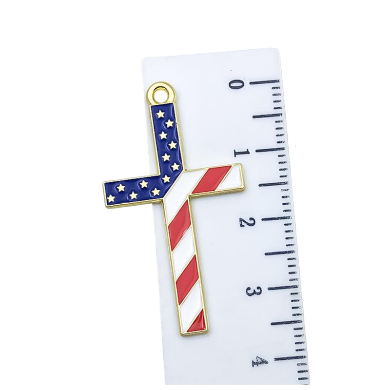 Gold Plated Patriotic Charms, USA Enamel Pendant Collection, 4th of July Jewelry Supplies