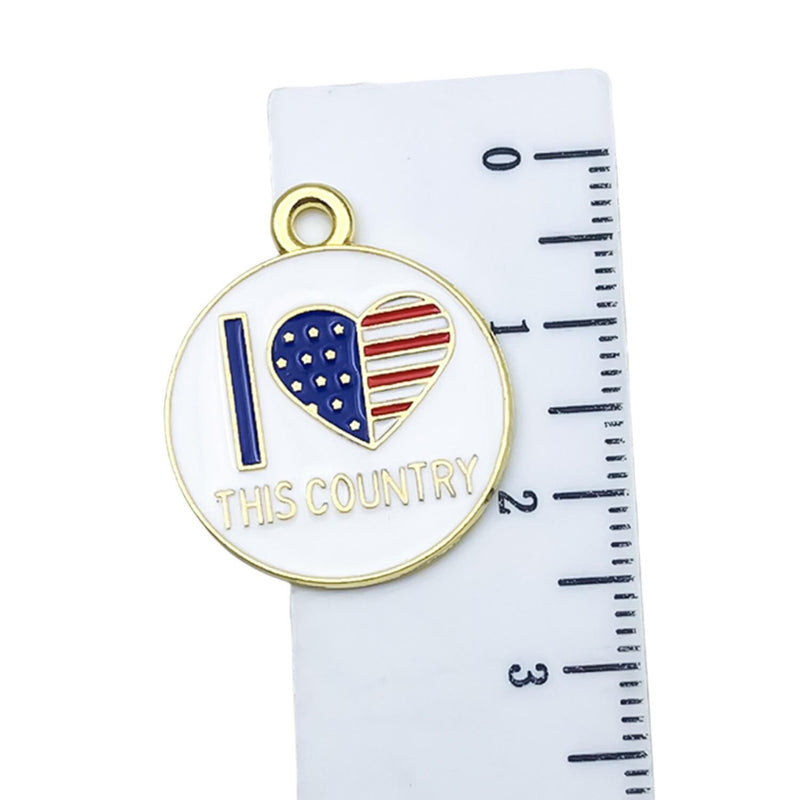 Gold Plated Patriotic Charms, USA Enamel Pendant Collection, 4th of July Jewelry Supplies
