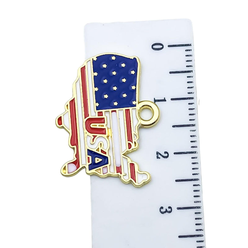 Gold Plated Patriotic Charms, USA Enamel Pendant Collection, 4th of July Jewelry Supplies