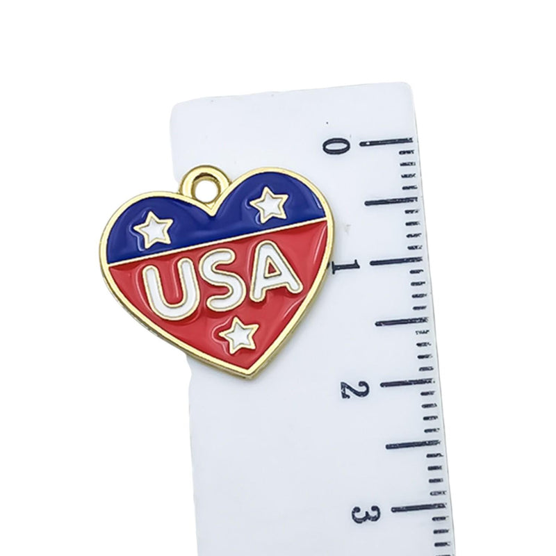 Gold Plated Patriotic Charms, USA Enamel Pendant Collection, 4th of July Jewelry Supplies