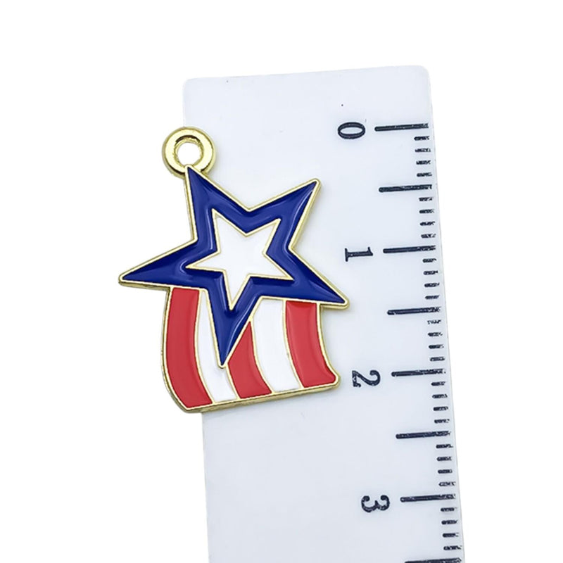 Gold Plated Patriotic Charms, USA Enamel Pendant Collection, 4th of July Jewelry Supplies