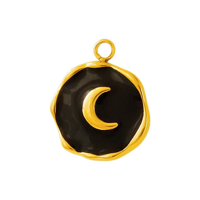 Crescent Moon Enamel Charm, Gold or Silver