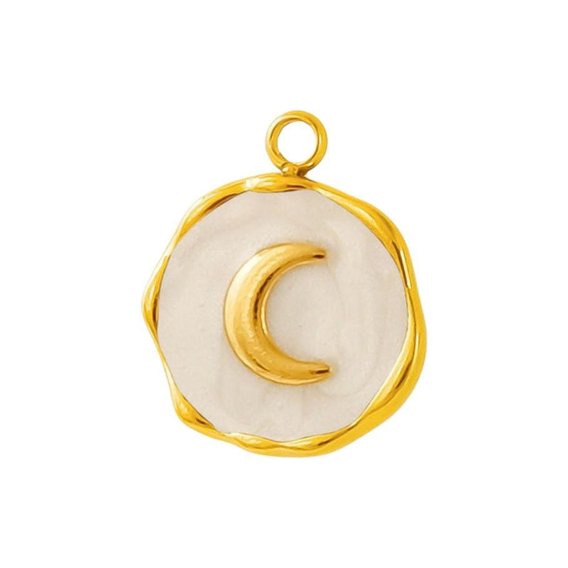 Crescent Moon Enamel Charm, Gold or Silver