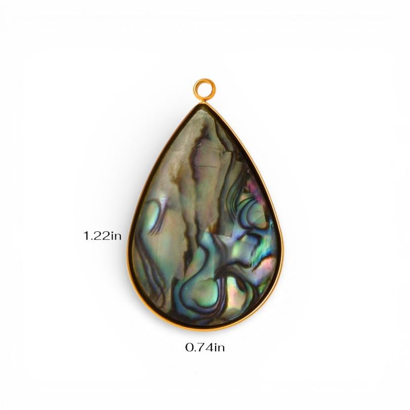 Abalone Shell Pendant Charm Collection, Gold or Silver Trim