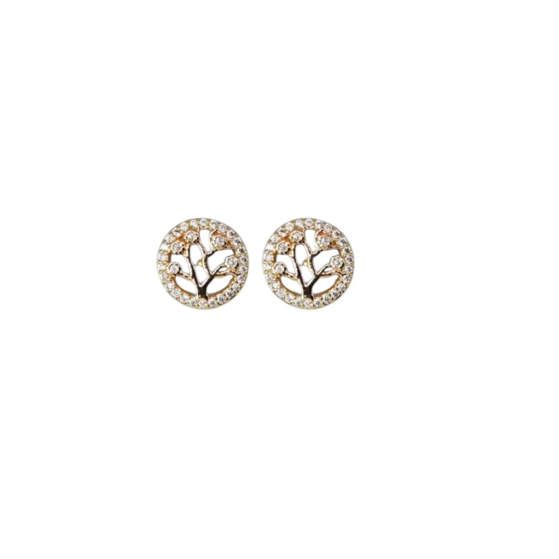 18K Gold Plated Tree of Life Jewelry Set  Necklace & Earrings with Crystal Accents