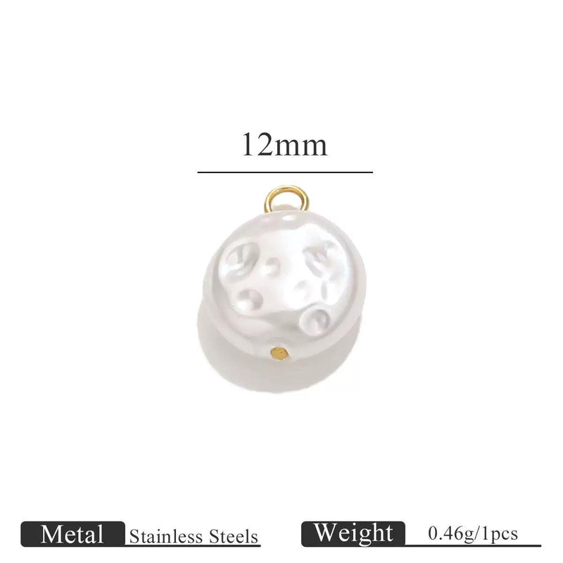 Gold Plated Faux Baroque Pearl Charms,Round Pendants