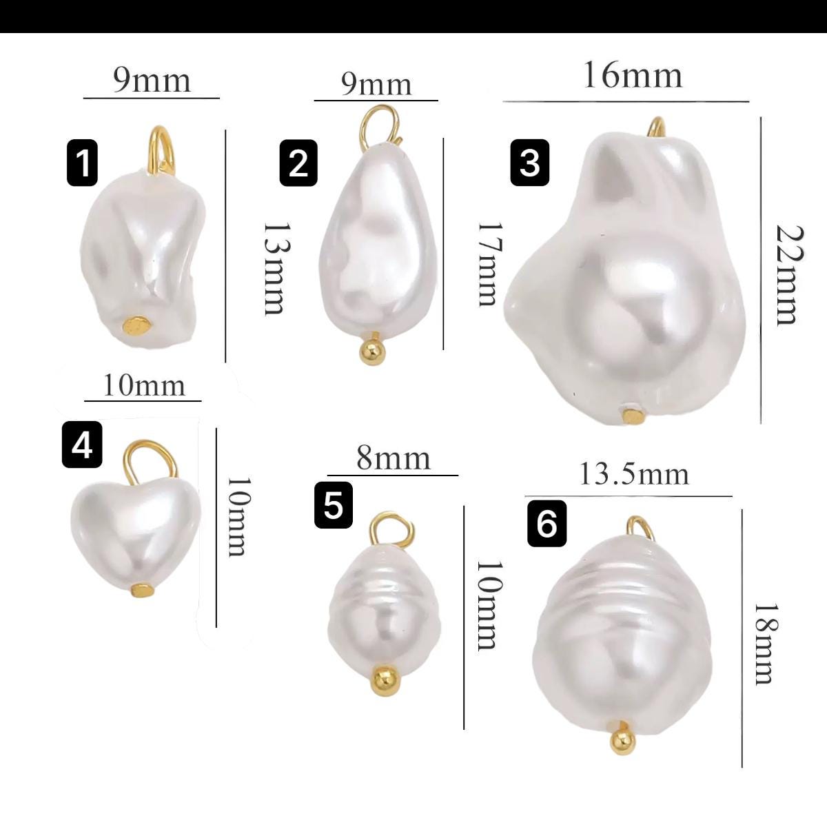 Gold Plated Faux Baroque Pearl Charms, Irregular Pendants