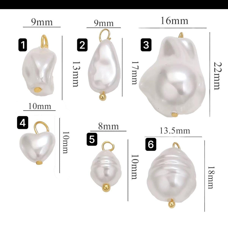 Gold Plated Faux Baroque Pearl Charms, Irregular Pendants
