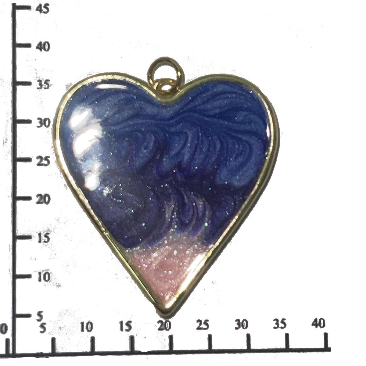 Heart Pendant, Gold Trim Enamel Charm, Large Statement Heart Jewelry